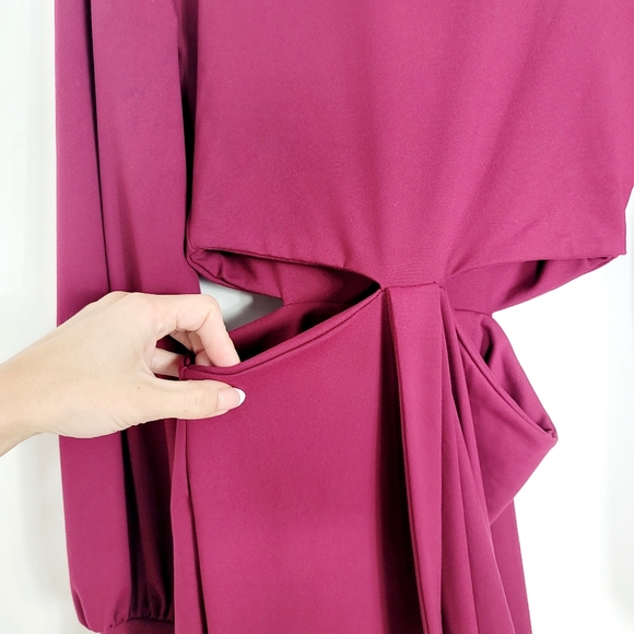 Susana Monaco burgundy long sleeve cutout mini dress - Picture 5 of 8